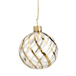 Käthe Wohlfahrt Baumkugeln Und Set-Angebote-Glaskugel Klar Mit Gold-Weisem Netzdekor, 6 Cm