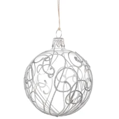 Käthe Wohlfahrt Baumkugeln Und Set-Angebote-Glaskugel Klar Mit Silberschnorkeln, 7 Cm