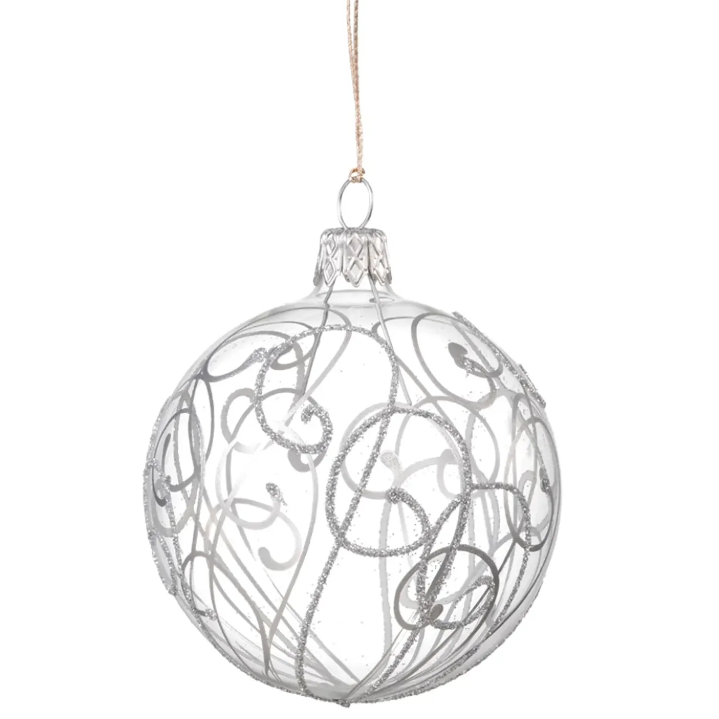 Käthe Wohlfahrt Baumkugeln Und Set-Angebote-Glaskugel Klar Mit Silberschnorkeln, 7 Cm