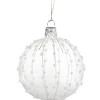 Käthe Wohlfahrt Baumkugeln Und Set-Angebote-Glaskugel Klar Mit Weisem Glitzerdekor, 7 Cm