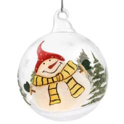 Käthe Wohlfahrt Baumkugeln Und Set-Angebote-Glaskugel Klar Schneemann Mit Mutze, 8 Cm