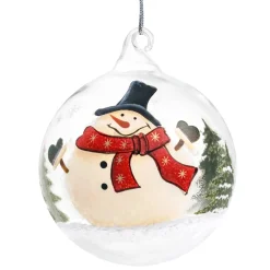 Käthe Wohlfahrt Baumkugeln Und Set-Angebote-Glaskugel Klar Schneemann Mit Zylinder, 8 Cm