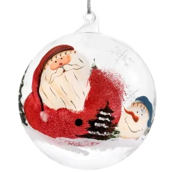 Käthe Wohlfahrt Baumkugeln Und Set-Angebote-Glaskugel Klar Weihnachtsmann, 12 Cm