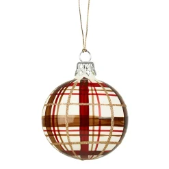 Käthe Wohlfahrt Baumkugeln Und Set-Angebote-Glaskugel Mit Karomuster Weis Matt, 6Cm