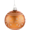 Käthe Wohlfahrt Baumkugeln Und Set-Angebote-Glaskugel Orange Mit Weisem Muster, 7 Cm