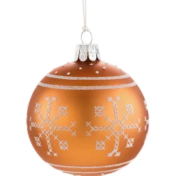 Käthe Wohlfahrt Baumkugeln Und Set-Angebote-Glaskugel Orange Mit Weisem Muster, 7 Cm