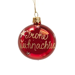 Käthe Wohlfahrt Baumkugeln Und Set-Angebote-Glaskugel Rot "Frohe Weihnachten", 6 Cm
