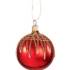 Käthe Wohlfahrt Baumkugeln Und Set-Angebote-Glaskugel Rot Mit Glitterdach, 6 Cm