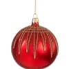 Käthe Wohlfahrt Baumkugeln Und Set-Angebote-Glaskugel Rot Mit Glitterdach, 10 Cm