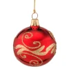 Käthe Wohlfahrt Baumkugeln Und Set-Angebote-Glaskugel Rot Mit Goldener Verzierung, 6 Cm