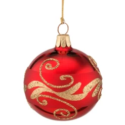 Käthe Wohlfahrt Baumkugeln Und Set-Angebote-Glaskugel Rot Mit Goldener Verzierung, 6 Cm