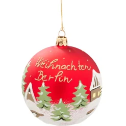 Käthe Wohlfahrt Deutschland Motive-Glaskugel Rot "Weihnachten Berlin", 10 Cm