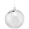 Käthe Wohlfahrt Baumkugeln Und Set-Angebote-Glaskugel Silber Mit Glitzerdekor, 10 Cm
