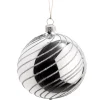 Käthe Wohlfahrt Baumkugeln Und Set-Angebote-Glaskugel Silber Mit Silber Spiraldekor, 8 Cm