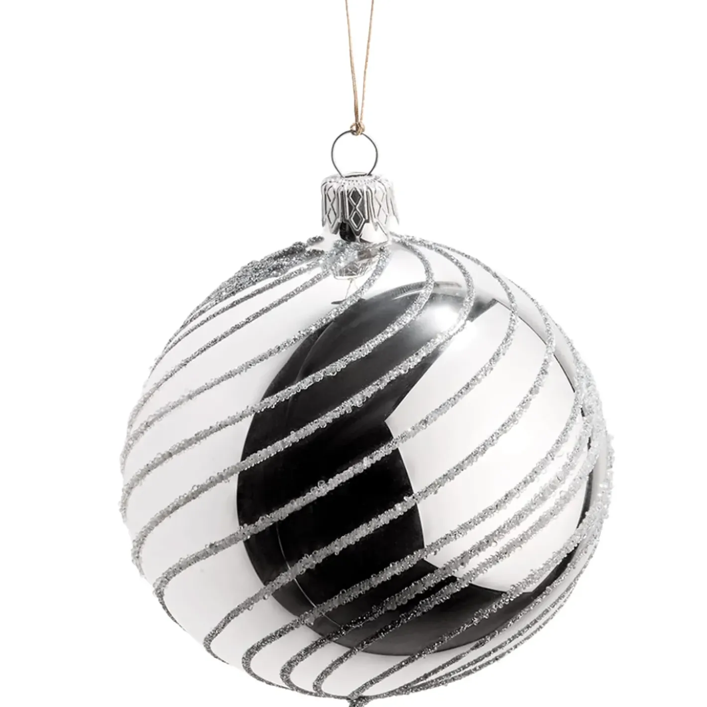 Käthe Wohlfahrt Baumkugeln Und Set-Angebote-Glaskugel Silber Mit Silber Spiraldekor, 8 Cm