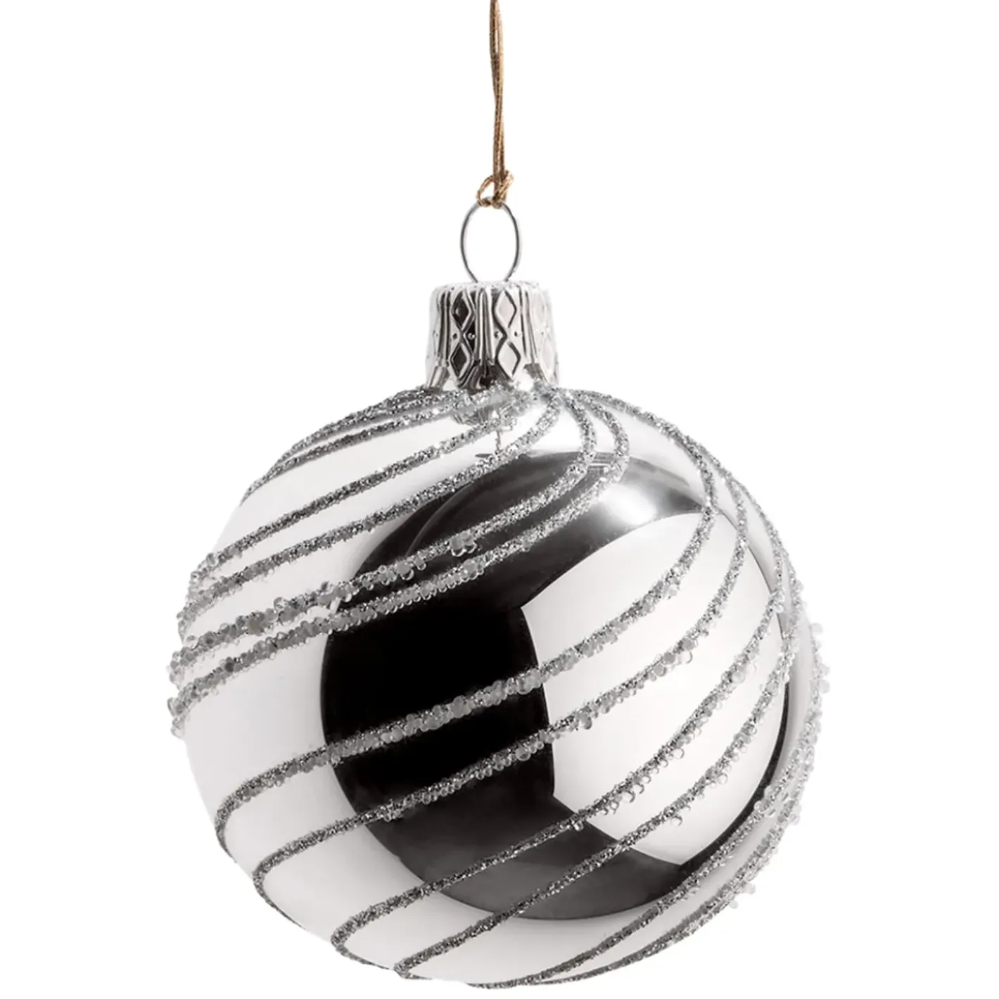 Käthe Wohlfahrt Baumkugeln Und Set-Angebote-Glaskugel Silber Mit Silber Spiraldekor, 6 Cm