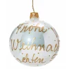 Käthe Wohlfahrt Baumkugeln Und Set-Angebote-Glaskugel Weis "Frohe Weihnachten", 8 Cm