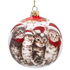 Käthe Wohlfahrt Baumkugeln Und Set-Angebote-Glaskugel Weis Katzenweihnacht, 10 Cm