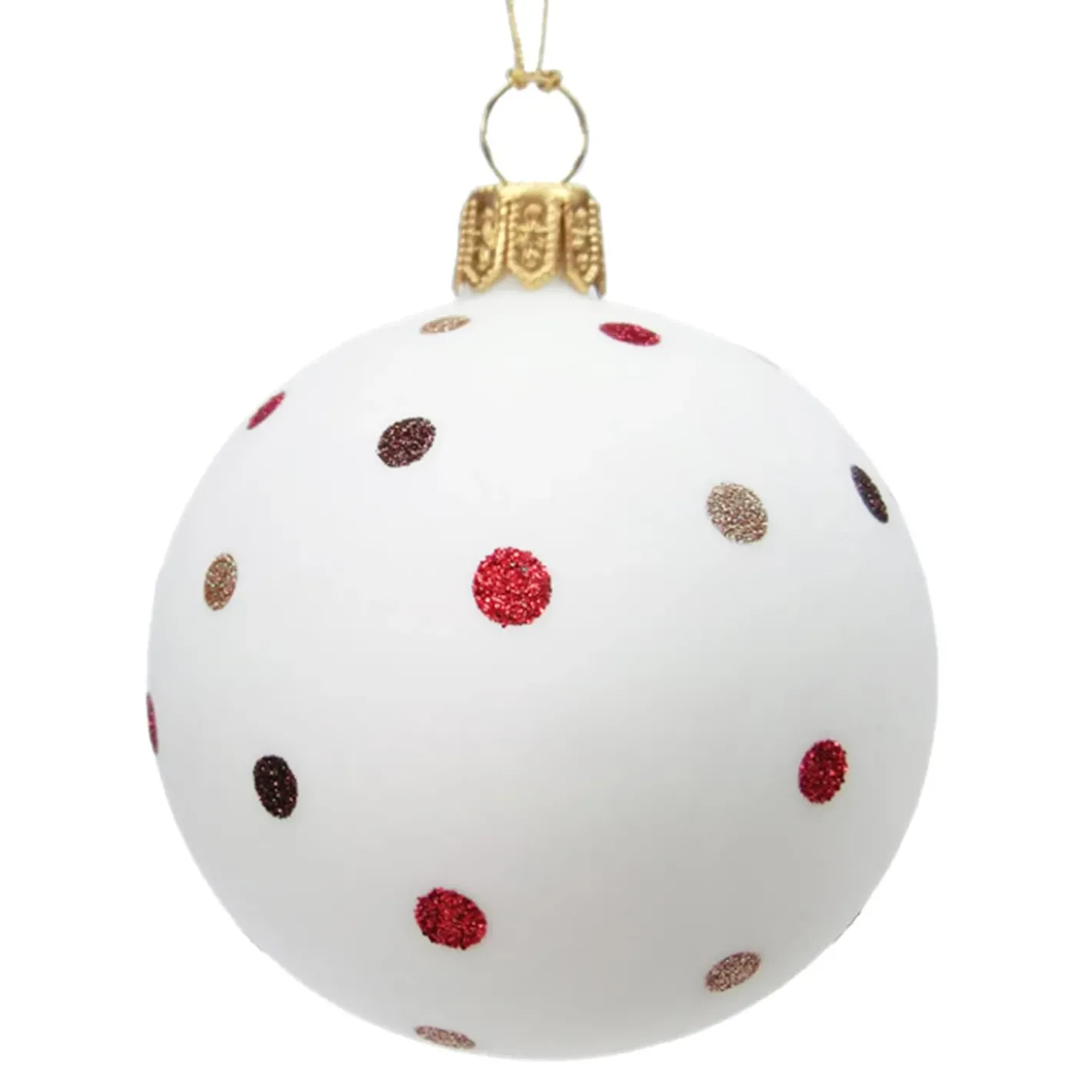 Käthe Wohlfahrt Baumkugeln Und Set-Angebote-Glaskugel Weis Matt Mit Glitzerpunkten, 6 Cm