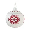 Käthe Wohlfahrt Baumkugeln Und Set-Angebote-Glaskugel Weis Mit Roten Flocken, 6 Cm