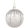 Käthe Wohlfahrt Baumkugeln Und Set-Angebote-Glaskugel Weis Mit Silbernen Zacken, 8 Cm