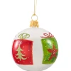 Käthe Wohlfahrt Baumkugeln Und Set-Angebote-Glaskugel Weis Opal Mit Geschenkmotiv, 7 Cm