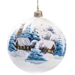 Käthe Wohlfahrt Baumkugeln Und Set-Angebote-Glaskugel Weis Winterdorf, 10 Cm