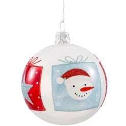 Käthe Wohlfahrt Baumkugeln Und Set-Angebote-Glaskugel Weis "Winterspas", 7 Cm