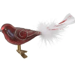 Poesie in Glas Baumschmuck Aus Glas-Glasvogel Bordeaux-Silber