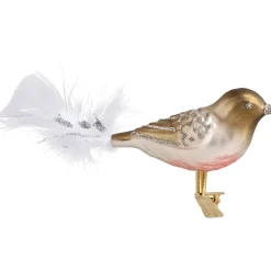 Poesie in Glas Baumschmuck Aus Glas-Glasvogel Braun-Silber