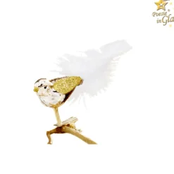 Poesie in Glas Baumschmuck Aus Glas-Glasvogel Gold