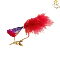 Poesie in Glas Baumschmuck Aus Glas-Glasvogel Pink-Lila