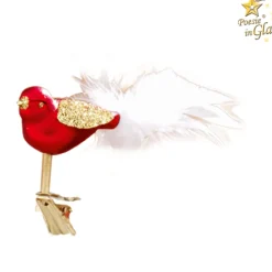 Poesie in Glas Baumschmuck Aus Glas-Glasvogel Rot