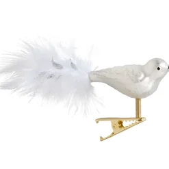 Poesie in Glas Baumschmuck Aus Glas-Glasvogel Weis-Silber