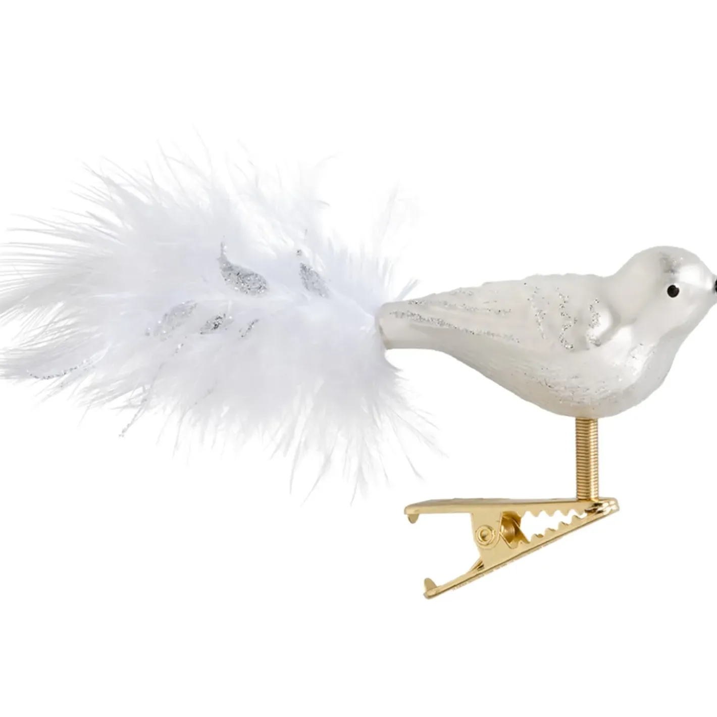 Poesie in Glas Baumschmuck Aus Glas-Glasvogel Weis-Silber