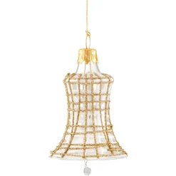 Käthe Wohlfahrt Baumkugeln Und Set-Angebote-Glocke Klar Mit Glitzer Gold/Weis