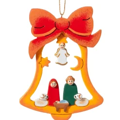 Käthes Original Baumschmuck Aus Holz-Glocke Mit Heiliger Familie