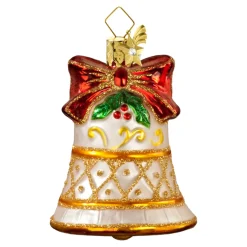 Poesie in Glas Baumschmuck Aus Glas-Glocke Weis-Gold