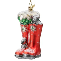 Poesie in Glas Baumschmuck Aus Glas-Gummistiefel, Rot