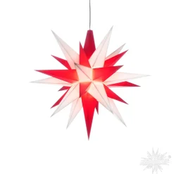 Herrnhuter Sterne Sterne-Herrnhuter Stern Weis/Rot, 13Cm, Kunststoff