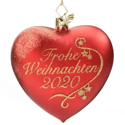 Poesie in Glas Baumschmuck Aus Glas-Herz "Frohe Weihnachten 2020"
