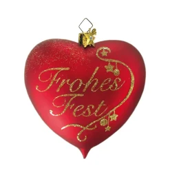 Poesie in Glas Baumschmuck Aus Glas-Herz "Frohes Fest"