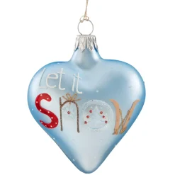 Käthe Wohlfahrt Baumkugeln Und Set-Angebote-Herz Hellblau "Let It Snow", 7 Cm