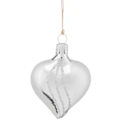Käthe Wohlfahrt Baumkugeln Und Set-Angebote-Herz Silber Mit Glitterdekor