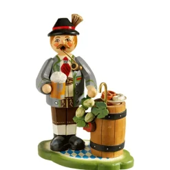 Käthes Original Bayern Motive-Holzknoddl "Bayer Mit Bierfass", Rauchermannchen