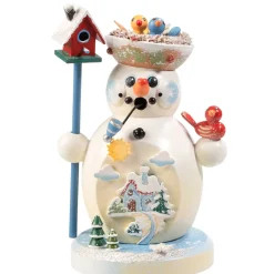 Käthes Original Räuchermänner-Holzknoddl Schneemann "Vogelgezwitscher", Rauchermannchen