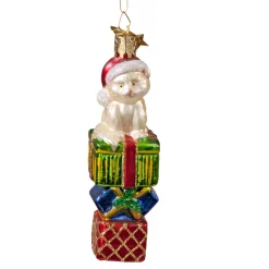 Poesie in Glas Baumschmuck Aus Glas-Katze Auf Geschenkpaketen