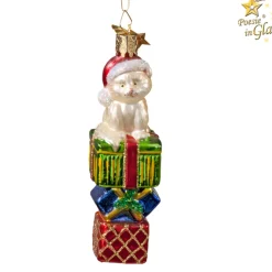 Poesie in Glas Baumschmuck Aus Glas-Katze Auf Geschenkpaketen