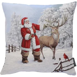 Sandner Wohndeko-Kissenhulle "Weihnachtsmann Mit Hirsch"