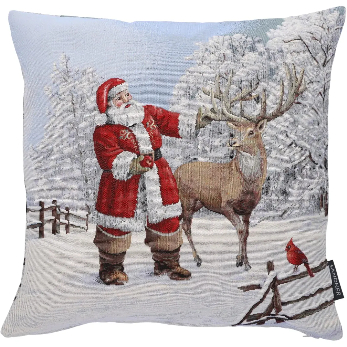 Sandner Wohndeko-Kissenhulle "Weihnachtsmann Mit Hirsch"